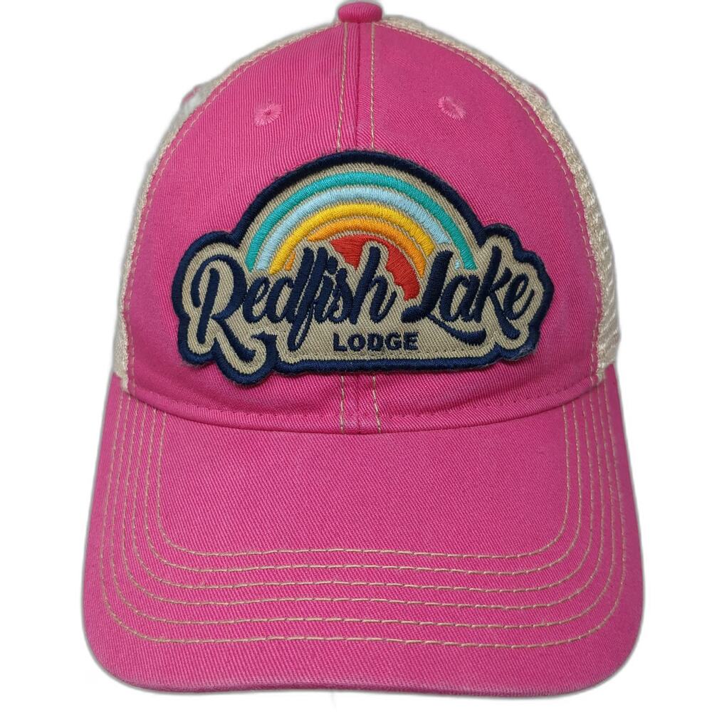 Legacy Pink Trucker Hat One Size Redfish Lake Lodge Rainbow Mesh Snapback